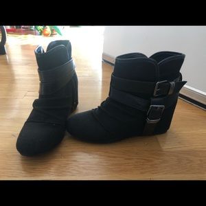 Aldo black wedge booties